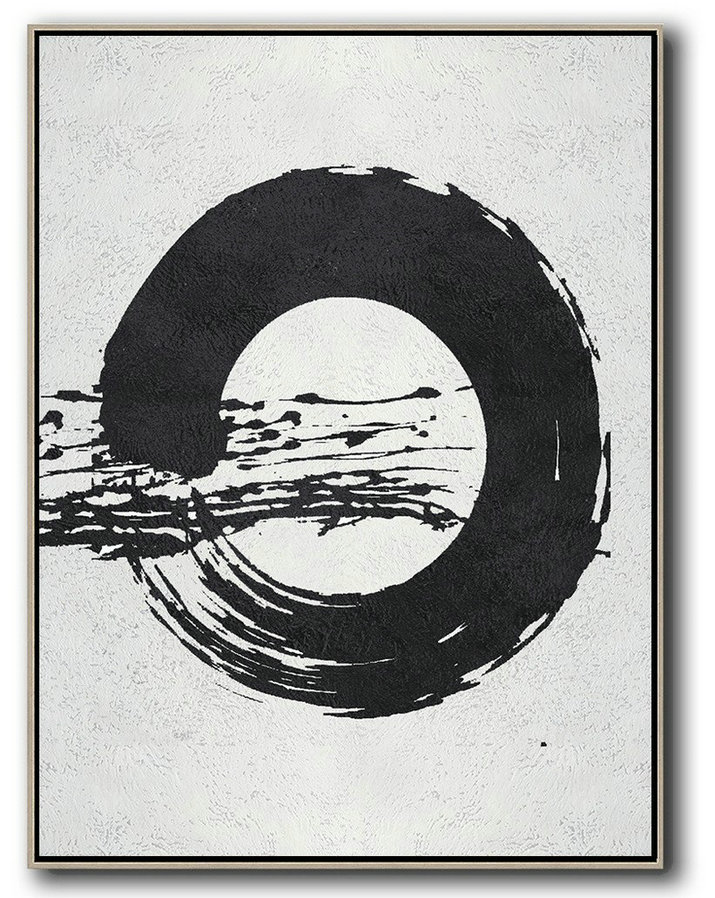 Large Abstract Art,Black And White Minimal Painting On Canvas - Personalized Canvas Art